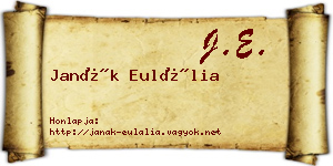 Janák Eulália névjegykártya